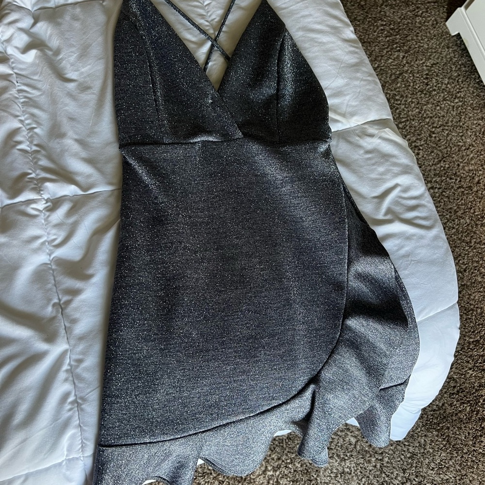 Gray sparkly mini dress